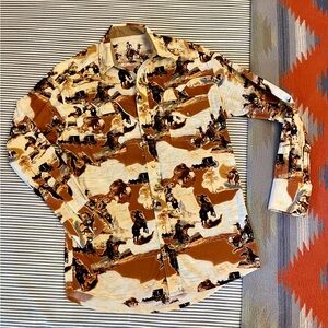 Western Cowboy Print Men's Shirt